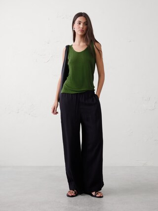 Linen-Blend Scoop-Neck Tank | Banana Republic Factory