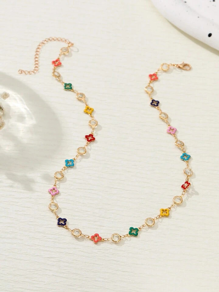1pc Bohemian Style Colorful Flower Chain Necklace For Men, Summer Vibe Valentines,Mom,Mother,Moth... | SHEIN