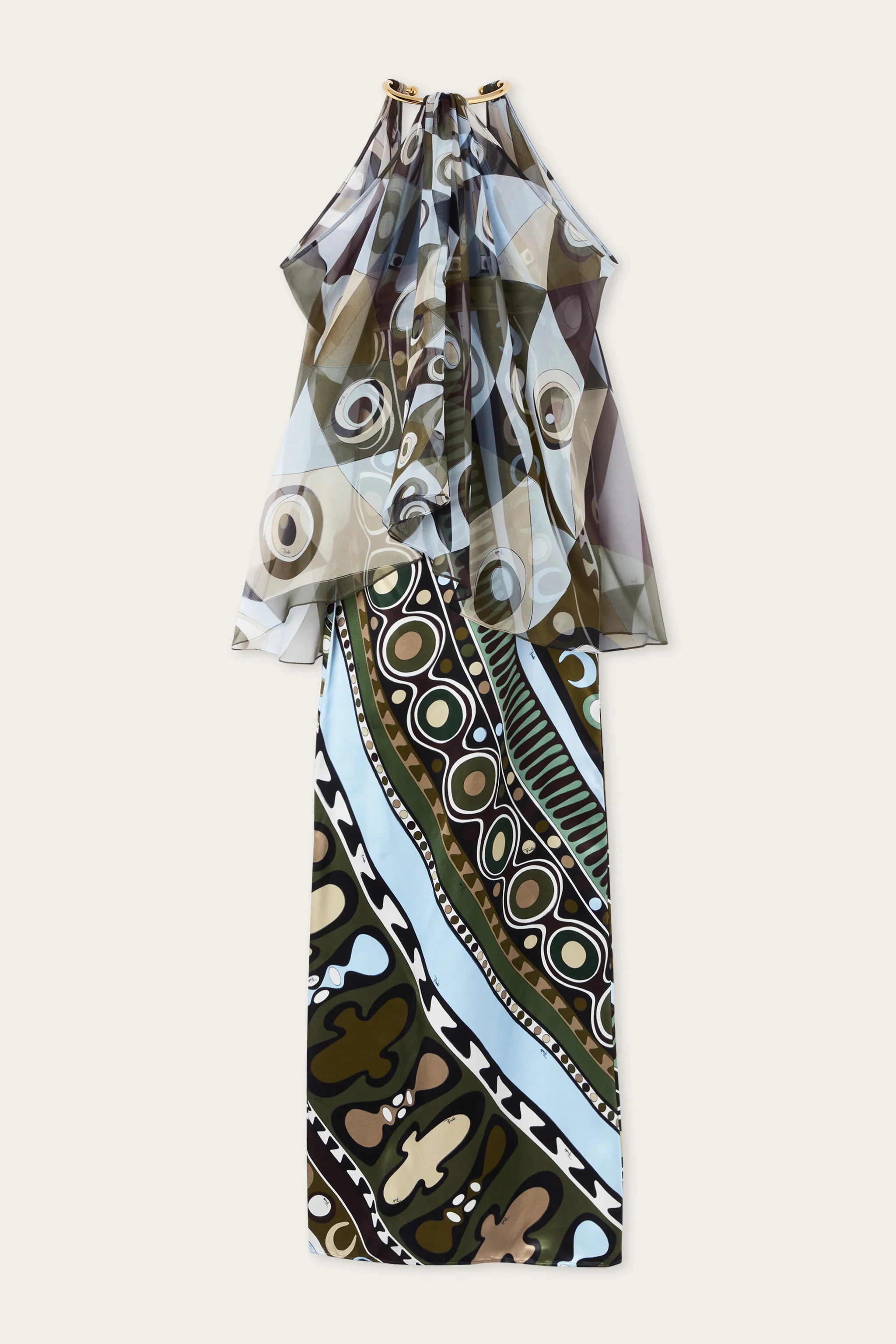 Occhi Print Satin and Chiffon Dress | Shop.app