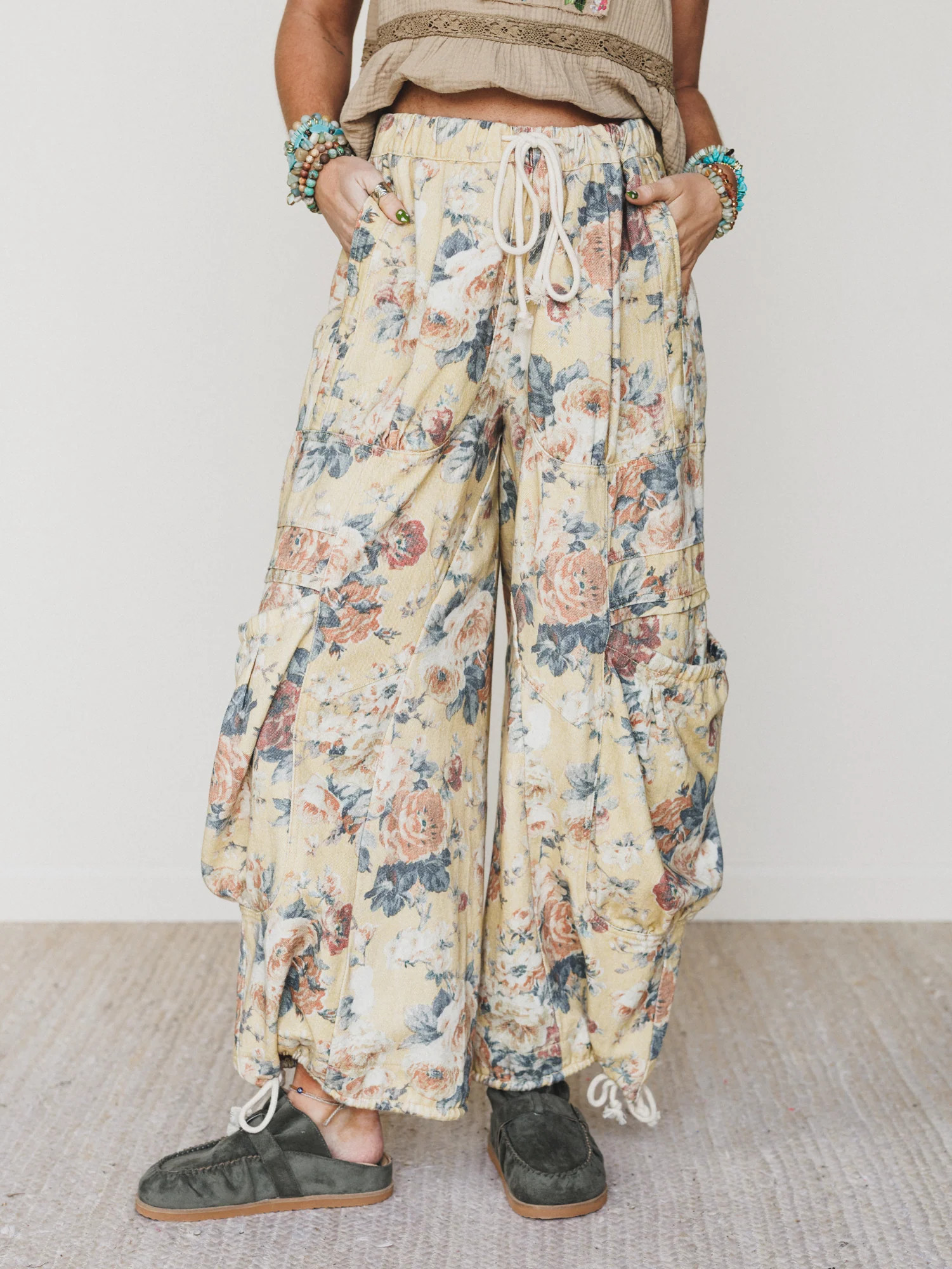 Flower Party Pants - Yellow | Three Bird Nest