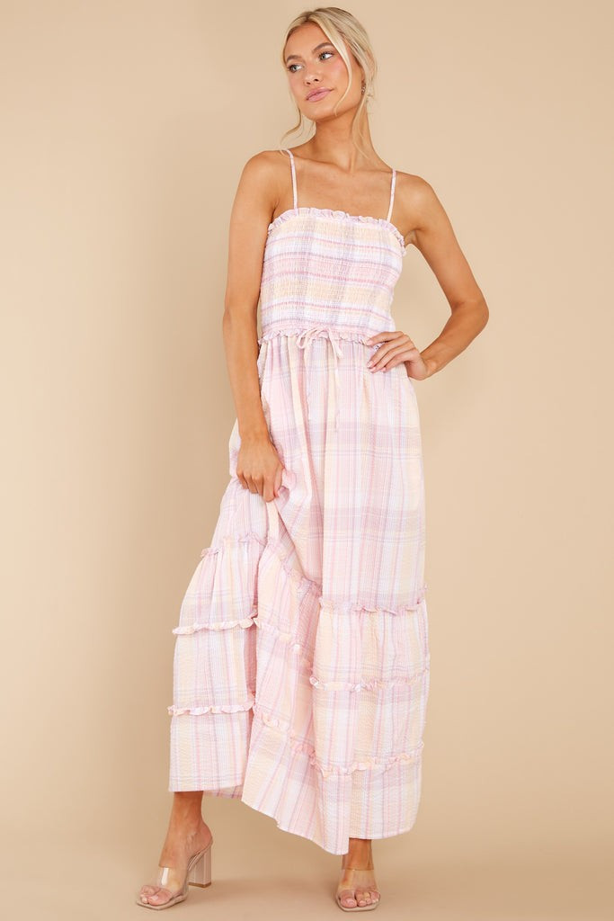 Absolutely Darling Pink Plaid Maxi Dress | Red Dress 