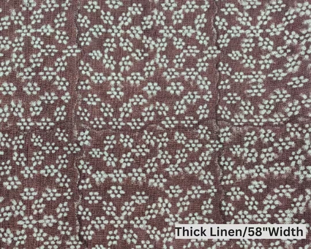 OLA-VRISHTI Chocolate Brown Block Print Linen Fabric Fabric - Etsy | Etsy (US)
