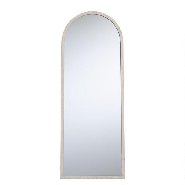 Whitewashed Arch Leaning Full Length Rhea Floor Mirror | World Market