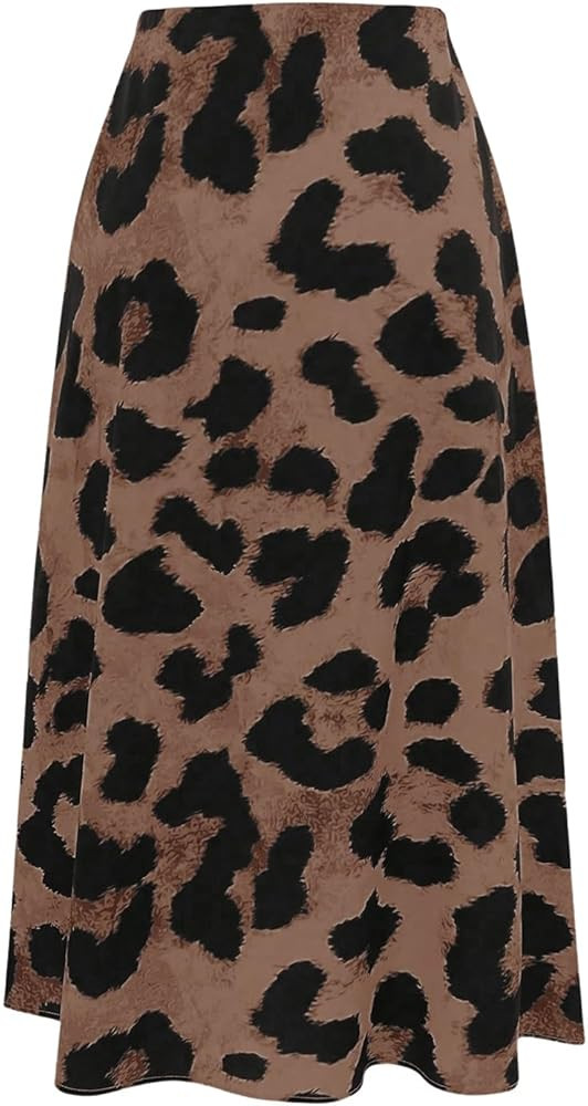 GORGLITTER Women's Leopard Skirt High Waisted Elastic Waistband Summer Long Skirts | Amazon (US)