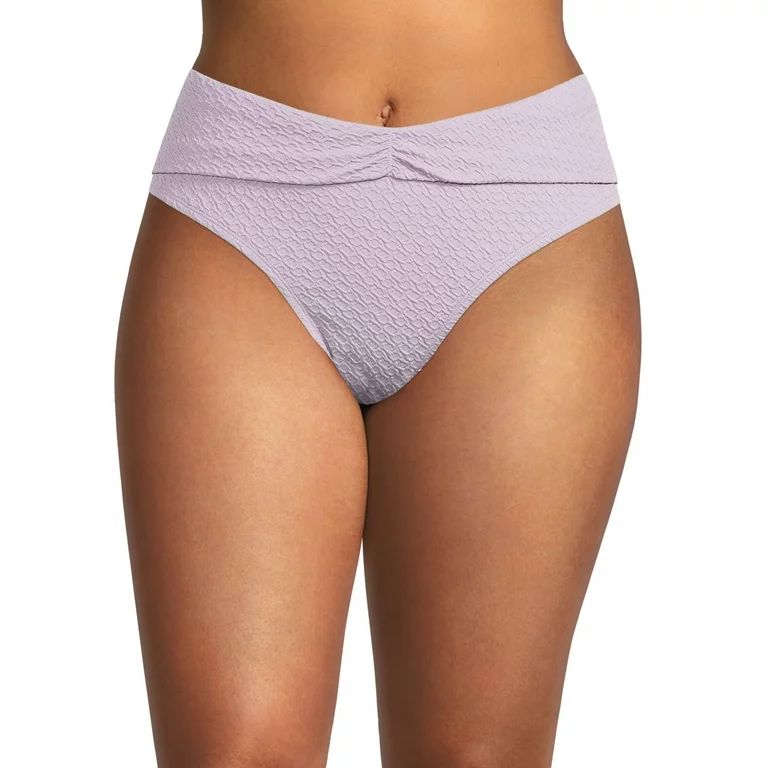 Time and Tru Women's Plus Size Textured Low Rise Ruched Bikini Swimsuit Bottoms | Walmart (US)