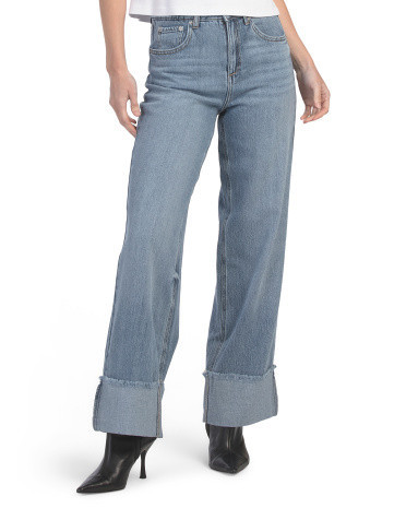 Extreme Raw Cuff Wide Leg Jeans For Women, Spandex/Cotton | TJ Maxx