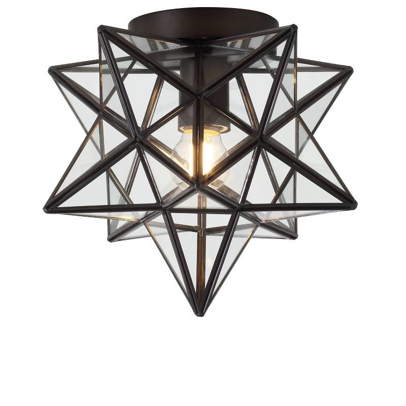 12" Metal/Glass Stella Moravian Star Flush Mount (Includes Energy Efficient Light Bulb) Black - J... | Target