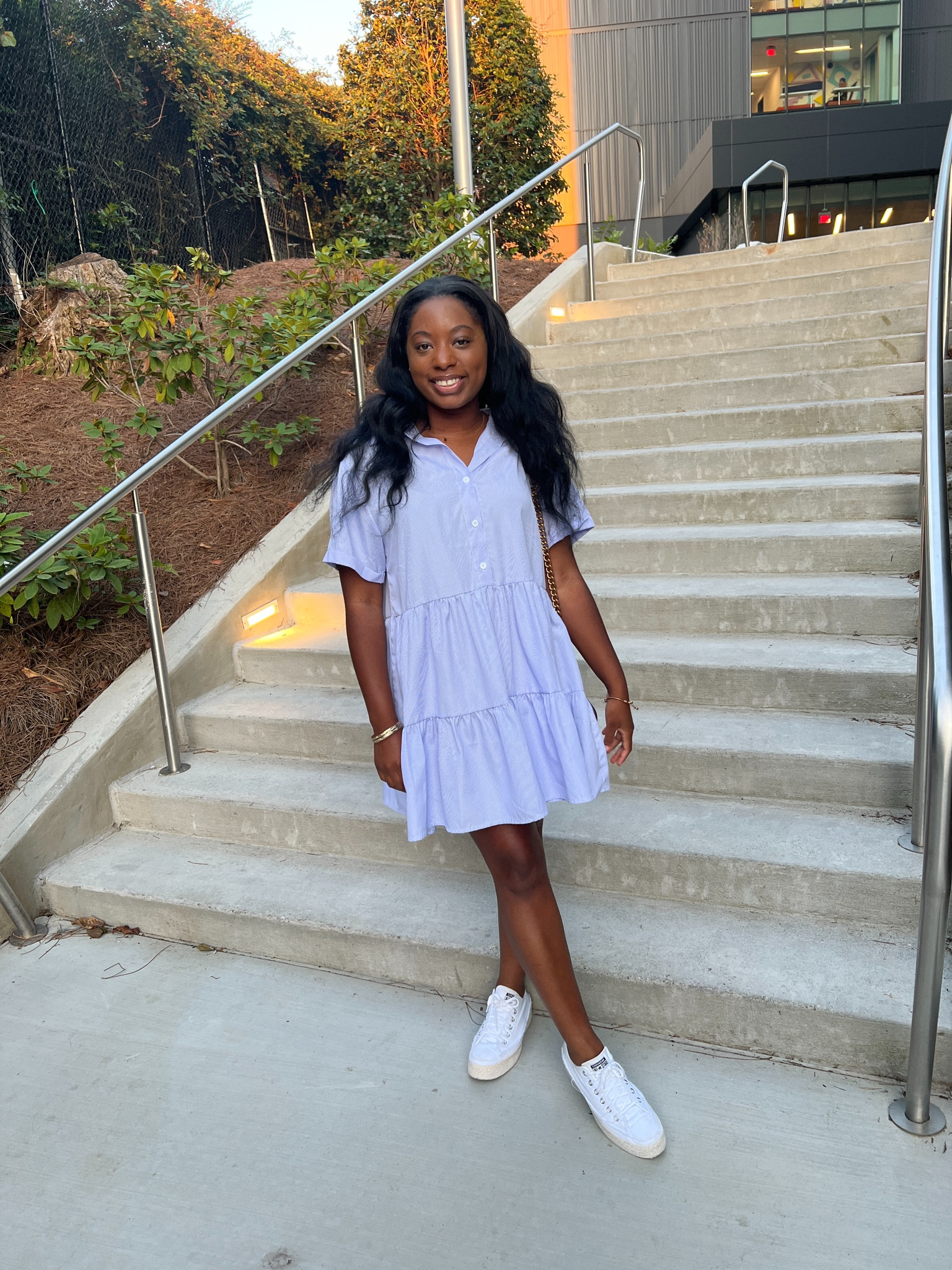 Minimalist dress, Blue dress, SHEIN fashion, White converse, Striped blue dress, Blue and white dress, College outfits, Minimalist fashion, Guess purse 

#LTKshoecrush #LTKSeasonal #LTKunder100