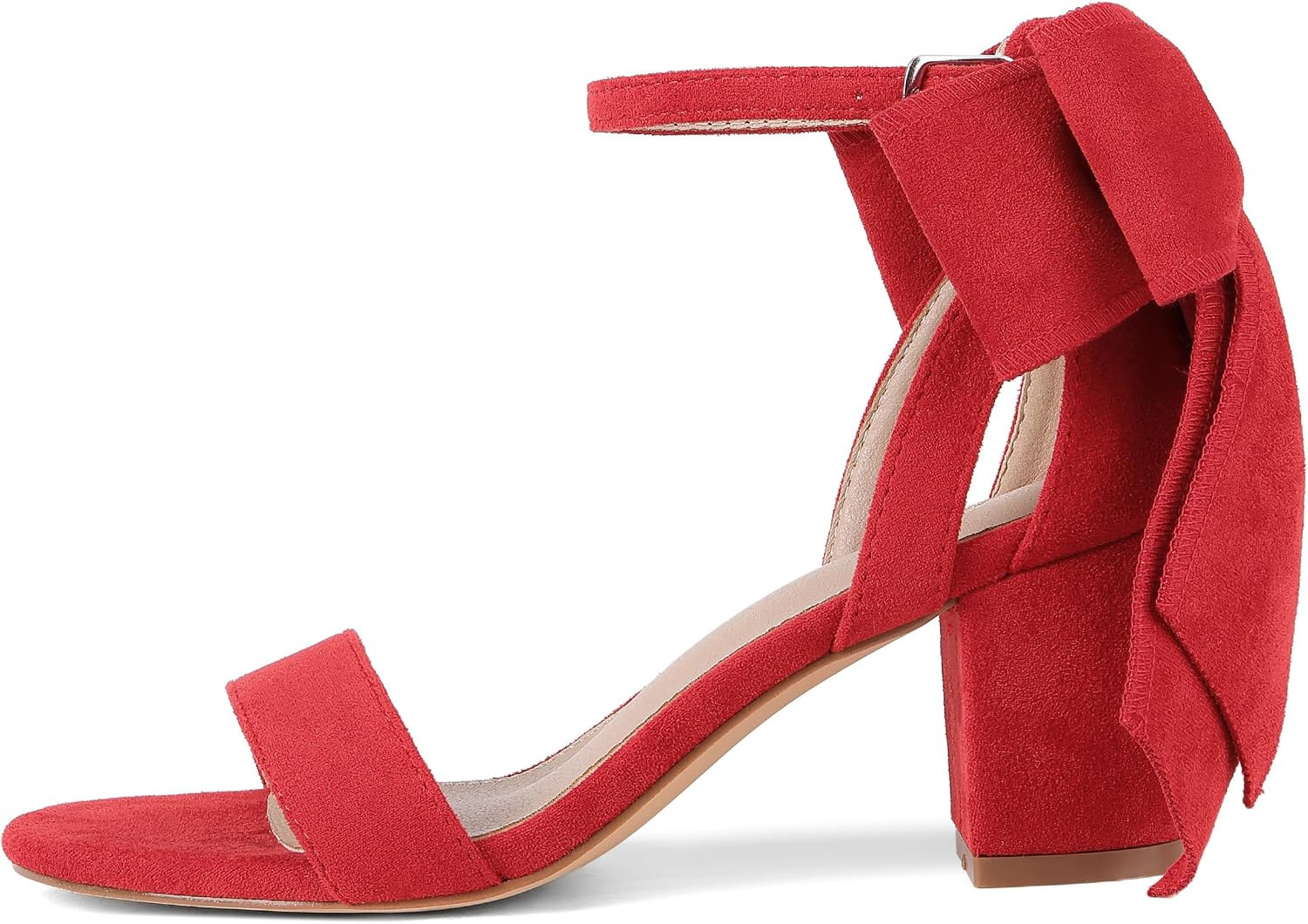Women's Heeled Sandals Black Bow Round Open Toe Buckle Chunky Block Heel Comfortable Wedding Dress Shoes | Amazon (US)
