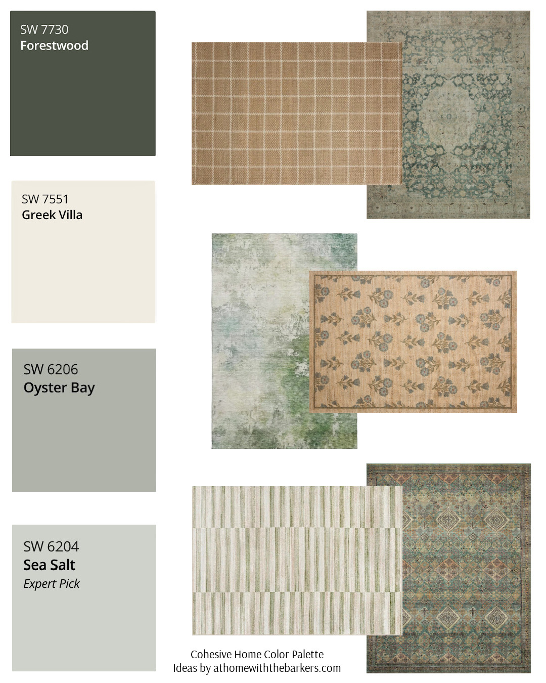 SW Green paint colors and green rug pairings, DIY home decorating 

 #LTKHome #LTKSaleAlert