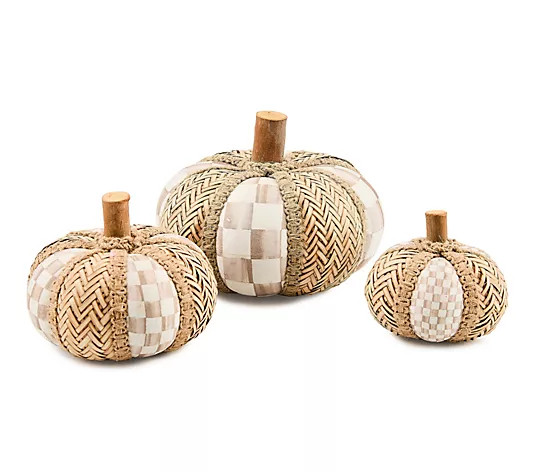 MacKenzie- Childs Set of 3 Rattan Pumpkins | QVC