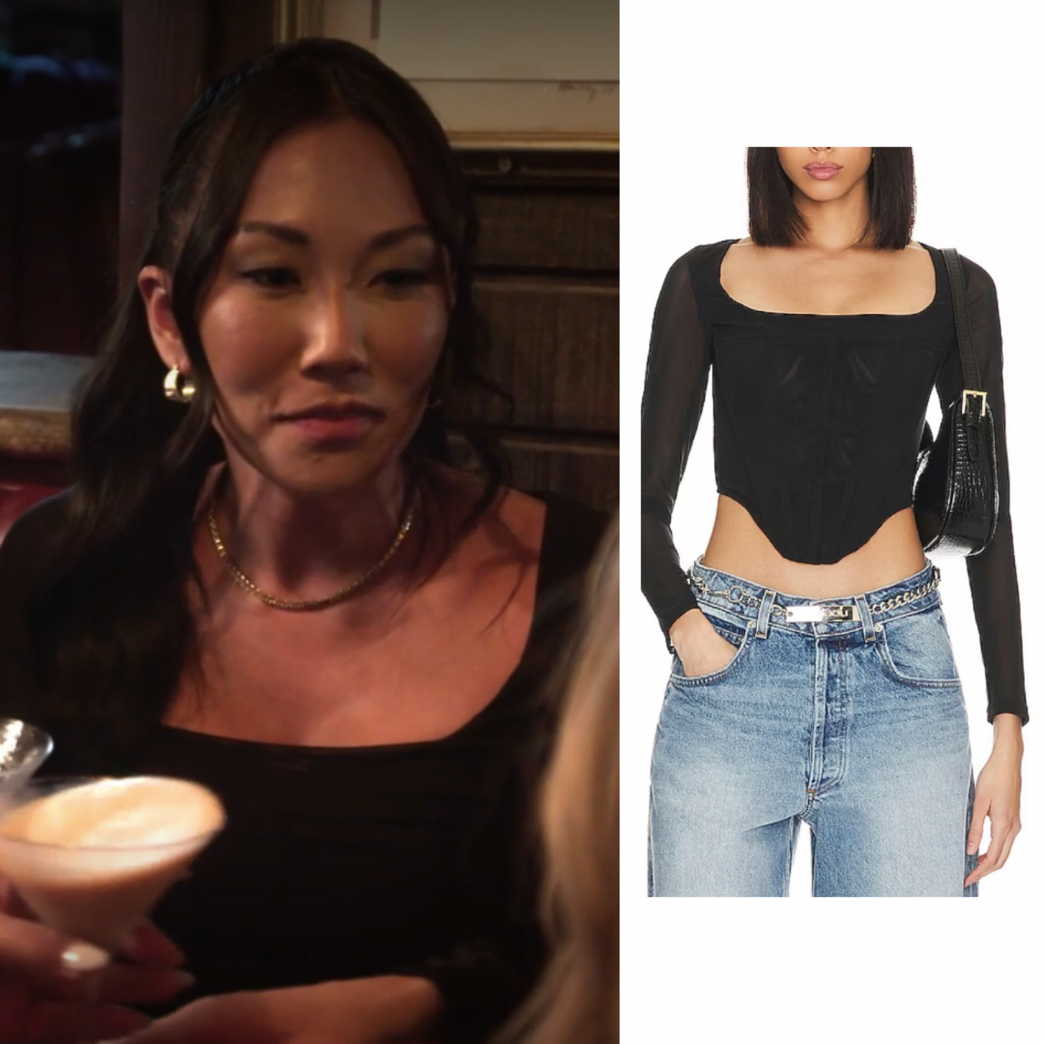 Katie Ginella’s Black Long Sleeve Corset Top