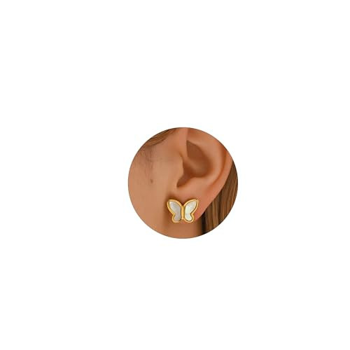 Jewigo Butterfly Earrings for Women 18K Gold Plated Stud Earrings Dainty Butterfly Stud Earring Minimalist Hypoallergenic Tragus Piercing Jewelry | Amazon (US)