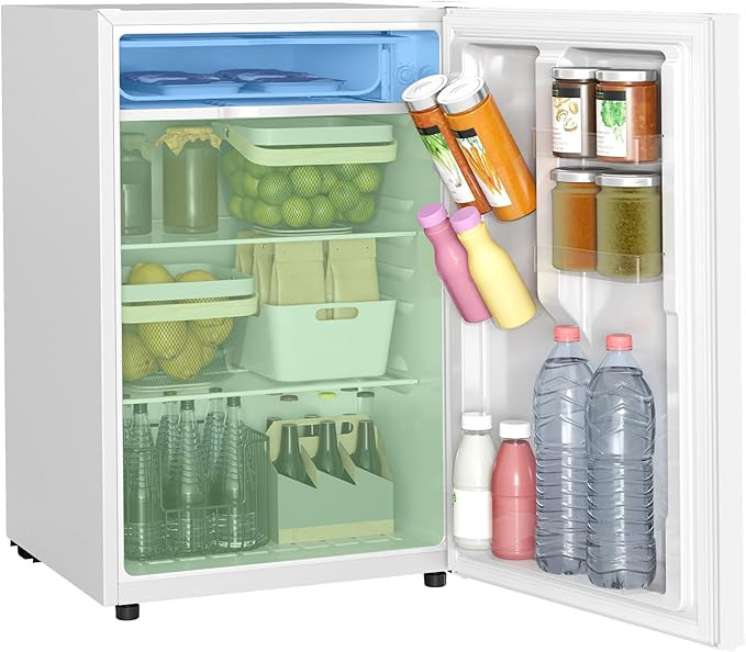 HOMCOM 4.5 Cu.Ft Mini Fridge with Freezer, Single Door Small Refrigerator with Adjustable Thermos... | Amazon (US)