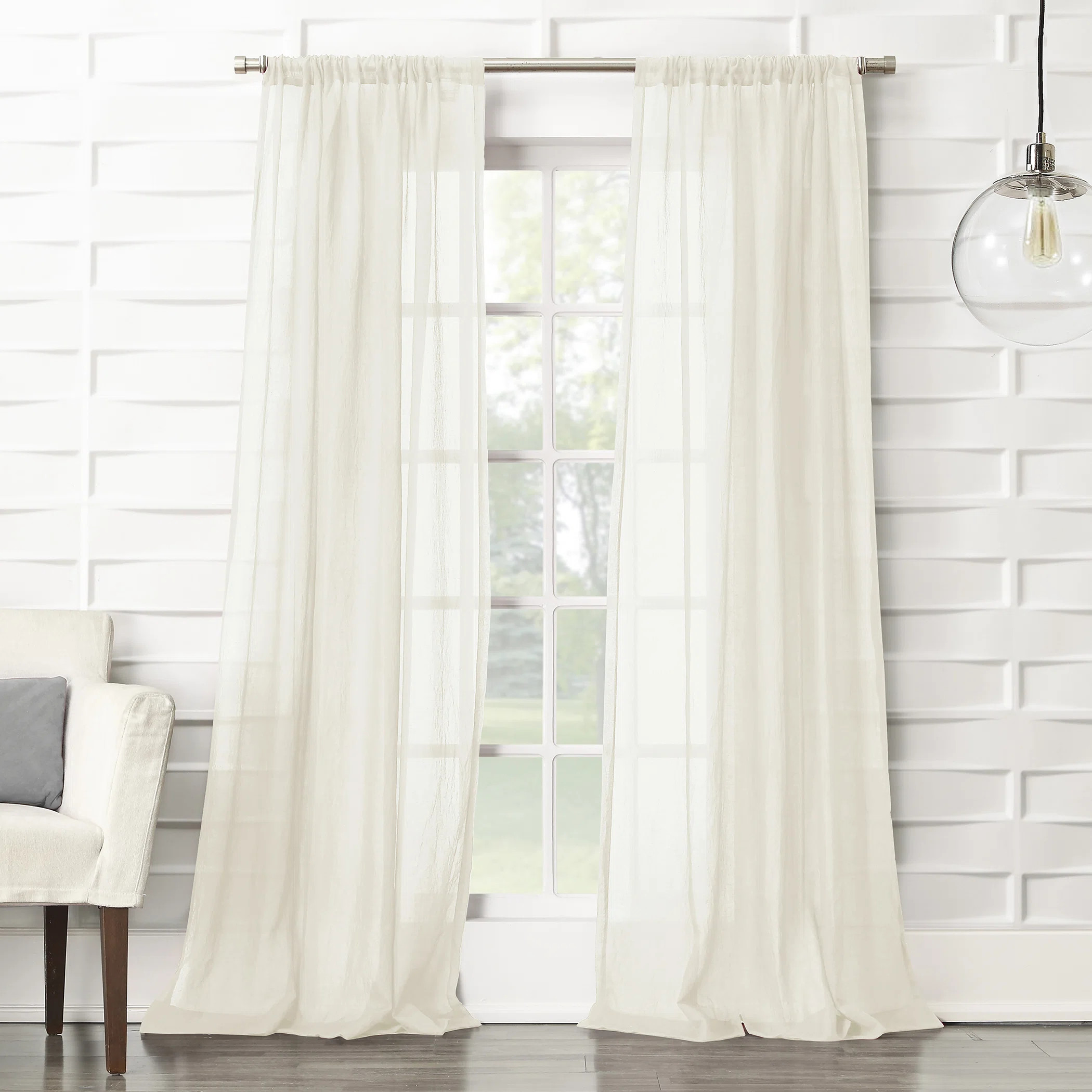 Jaklyn Crushed Texture Semi-Sheer Rod Pocket Curtain Panel | Wayfair North America