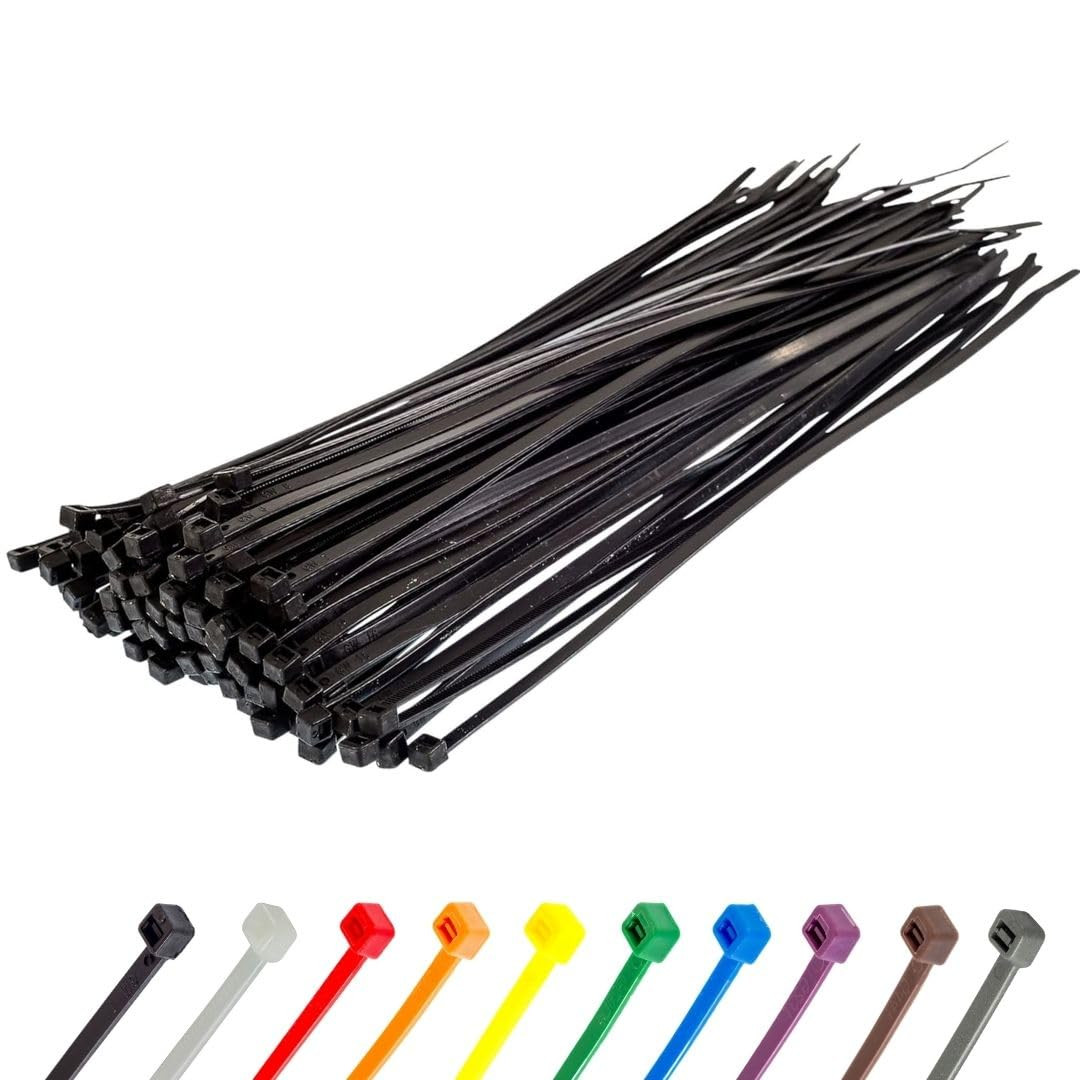 Gocableties Black Cable Ties, 300mm x 3.6mm, Pack of 100, 12" Premium Nylon Zip Ties, Multi-Purpo... | Amazon (UK)