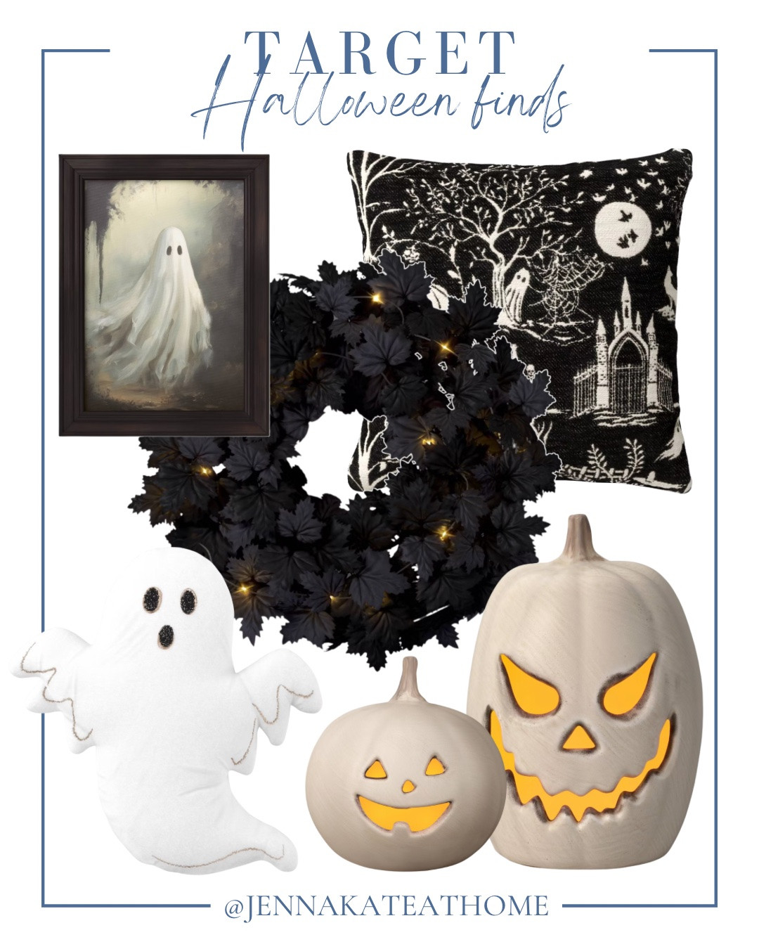 Halloween finds from Target include throw pillows, faux pumpkins, wreath, and ghost wall art.

Home decor, Halloween decor, looks for less, elevated Halloween decor

#LTKSaleAlert #LTKHome #LTKSeasonal