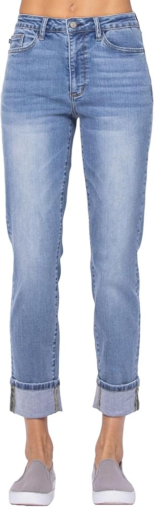 Judy Blue High Rise Cuffed Hem Vintage Boyfriend Jeans | Amazon (US)