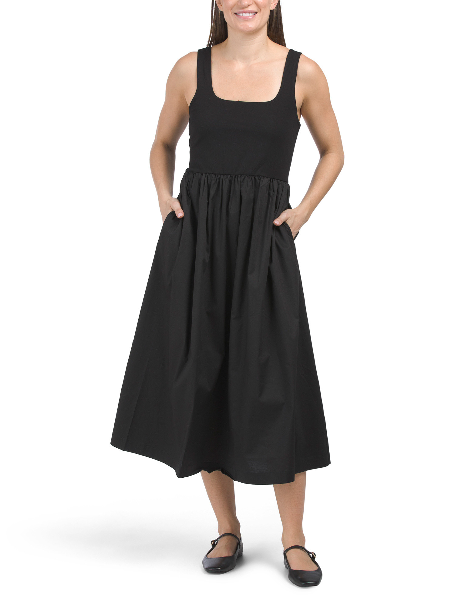 Sleeveless Mix Media Midi Dress | Casual Dresses  | Marshalls | Marshalls