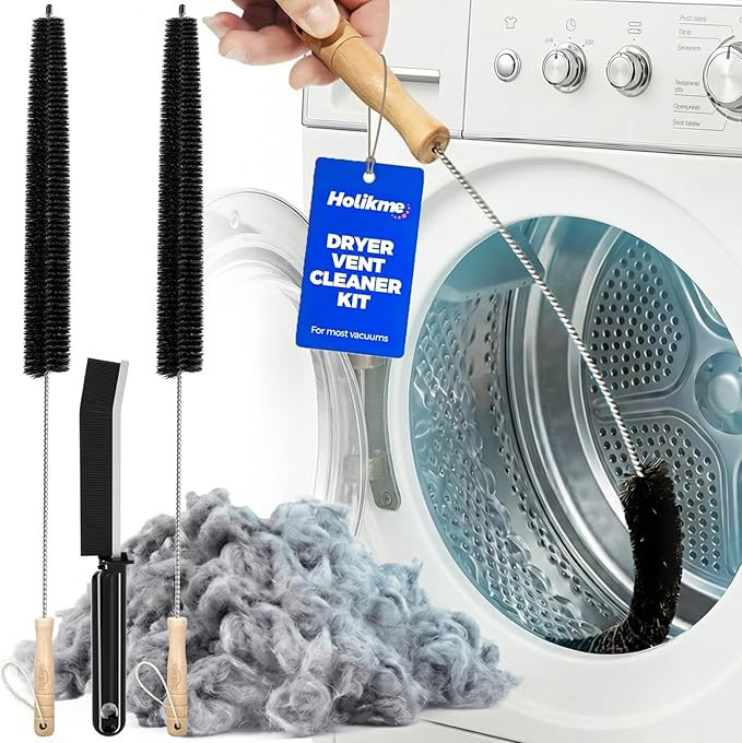 Holikme 3 Pcs Dryer Vent Cleaner Kit, 304 Stainless Steel Replacement Lint Brush for Clothes Drye... | Amazon (US)
