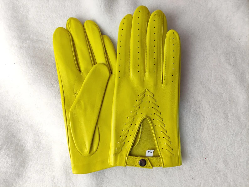 Unlined Leather Gloves Handmade Ladies Gloves Gloves for Driving Best Gift for Lady Wax Blue Yell... | Etsy (US)