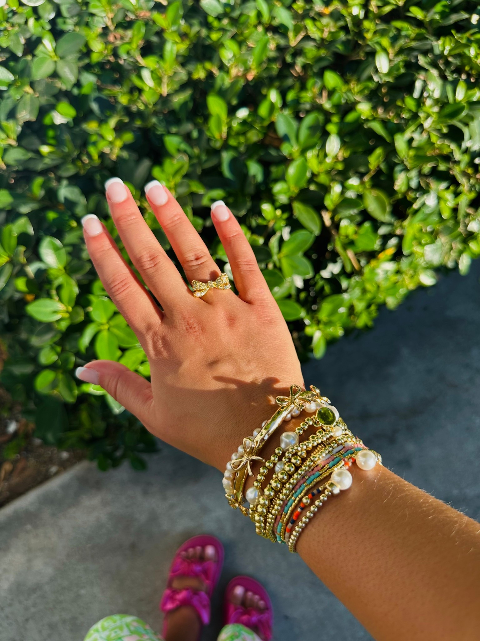 A moment for the bow ring and my everyday stack 🎀

#LTKStyleTip #LTKShoeCrush #LTKFindsUnder100