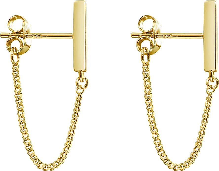 Chain Earrings for Women Gold Earrings for Women Gold Stud Earrings for Women Hypoallergenic Ster... | Amazon (US)