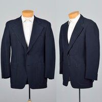 Medium 40R 1970S Mens Navy Blue Blazer Single Vent Wide Lapels Patch Pockets 70S Vintage Jacket | Etsy (US)