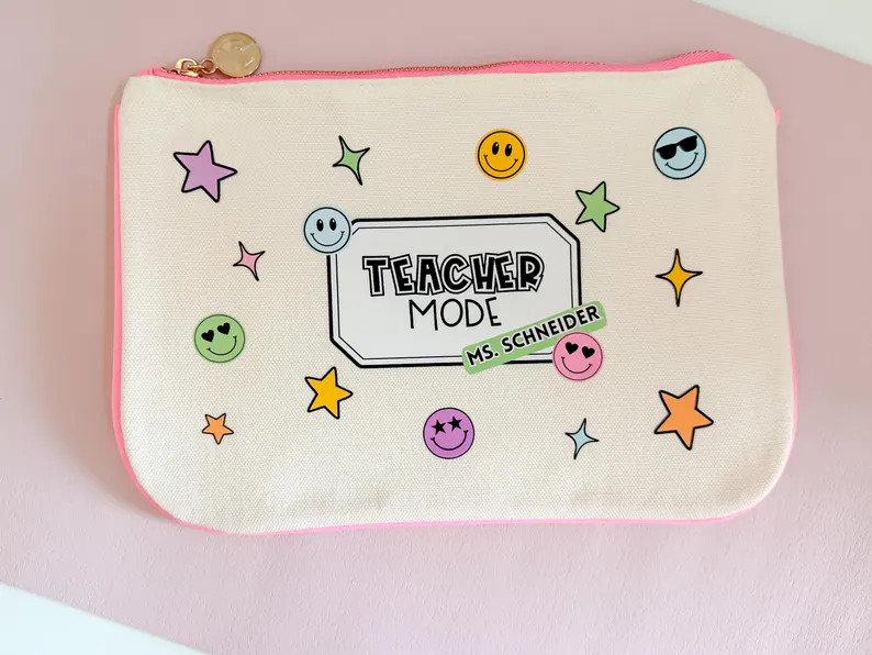 Teacher Mode Pouch, Personalized Pouch for Teachers, Zippered Pouch, Teacher Gift - Etsy | Etsy (Global)