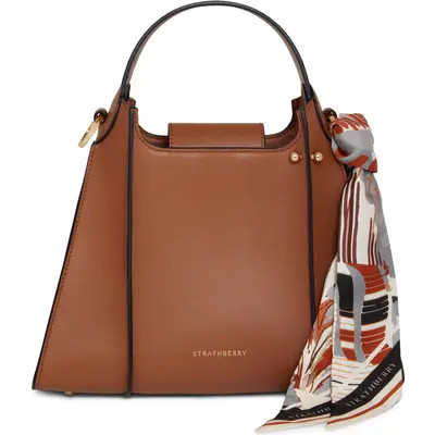 Strathberry Arkshell Leather Top Handle Bag in Chestnut at Nordstrom | Nordstrom