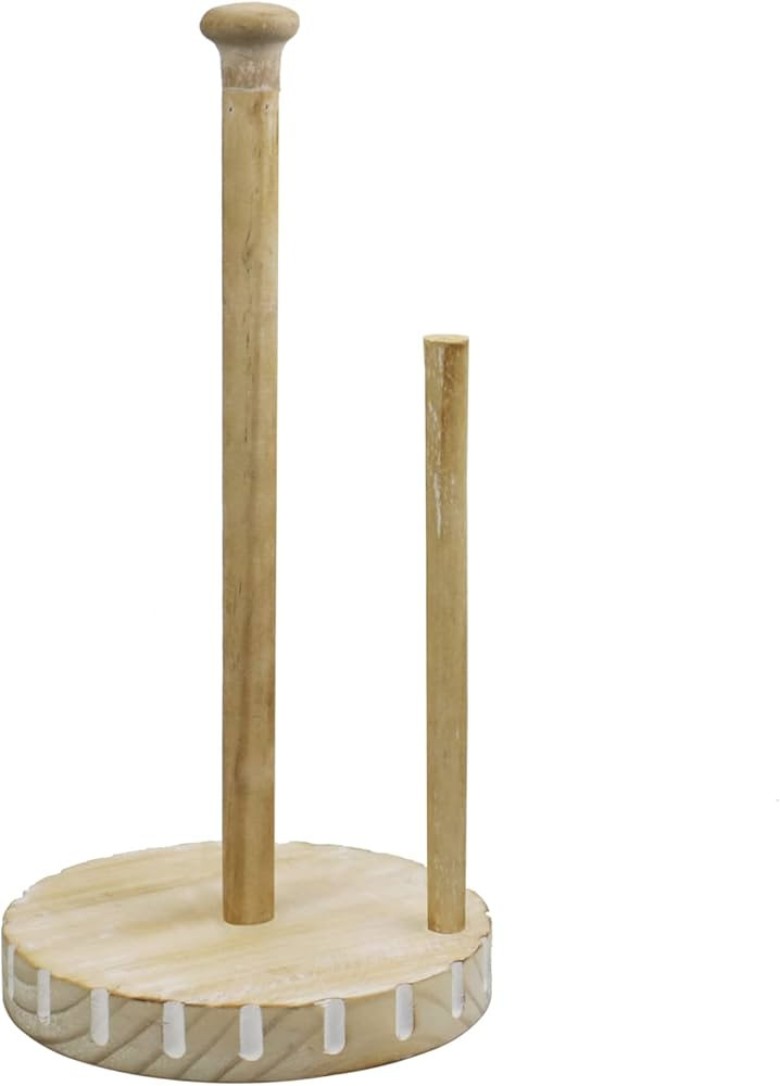 Karisky Paper Towel Holder Countertop, Farmhouse Standing Paper Towel Roll Dispenser with Wood Ba... | Amazon (US)