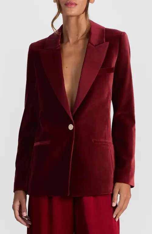Alice + Olivia Silas Velvet Blazer in Oxblood at Nordstrom, Size 14 | Nordstrom