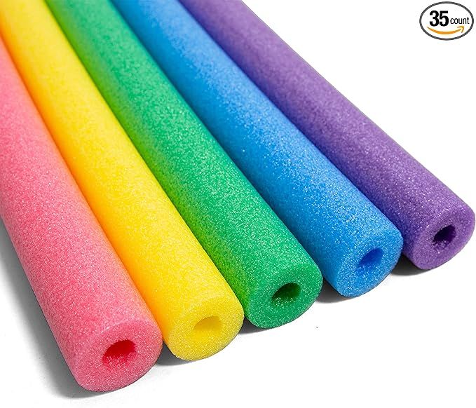 Big Joe Swim Noodle 35 Pack Pool Noodles, Red, Blue, Green, Purple, Yellow Foam, 4.5 feet, 55"L x... | Amazon (US)