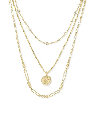Kendra Scott Medallion Triple Strand Necklace in 14k Gold-Plated Brass, Fashion Jewelry for Women, Gold | Amazon (US)
