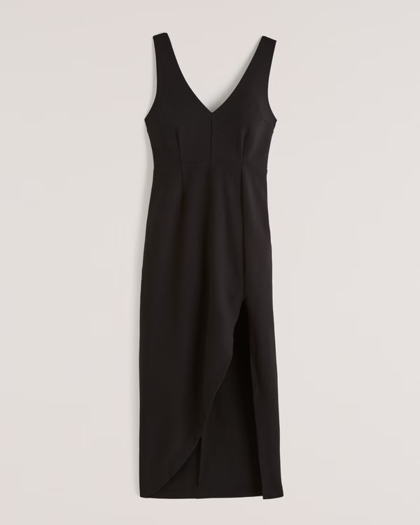 Plunge V-Neck Midi Dress | Abercrombie & Fitch (US)