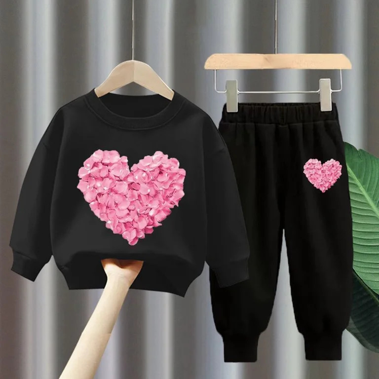 Toddler Baby Boys Girls Clothes Outfits 2Pcs Sweatsuits Valentines Long Sleeve Sweatshirt Pants S... | Walmart (US)