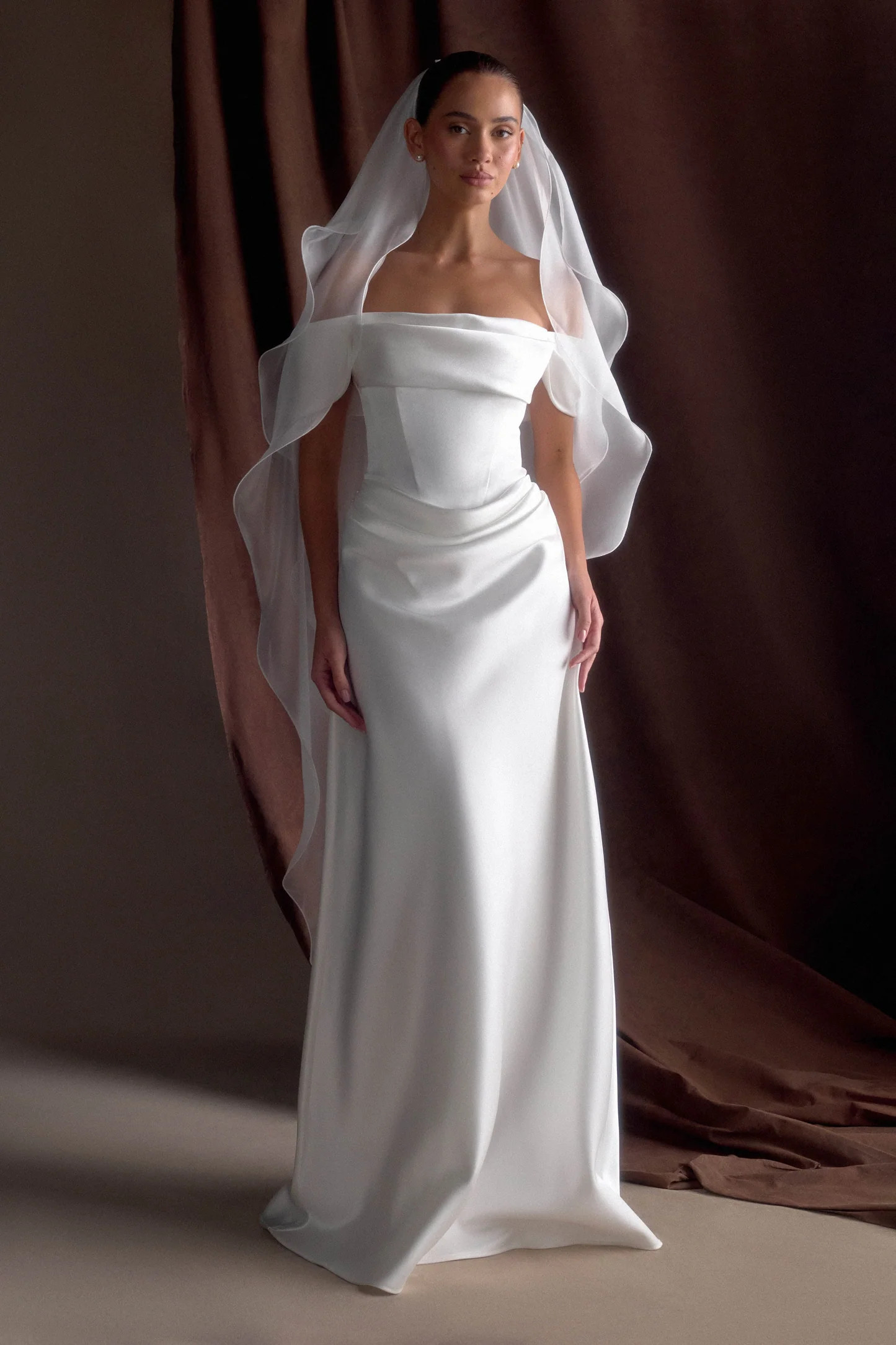 Draped Chiffon Veil - Ivory | MESHKI US