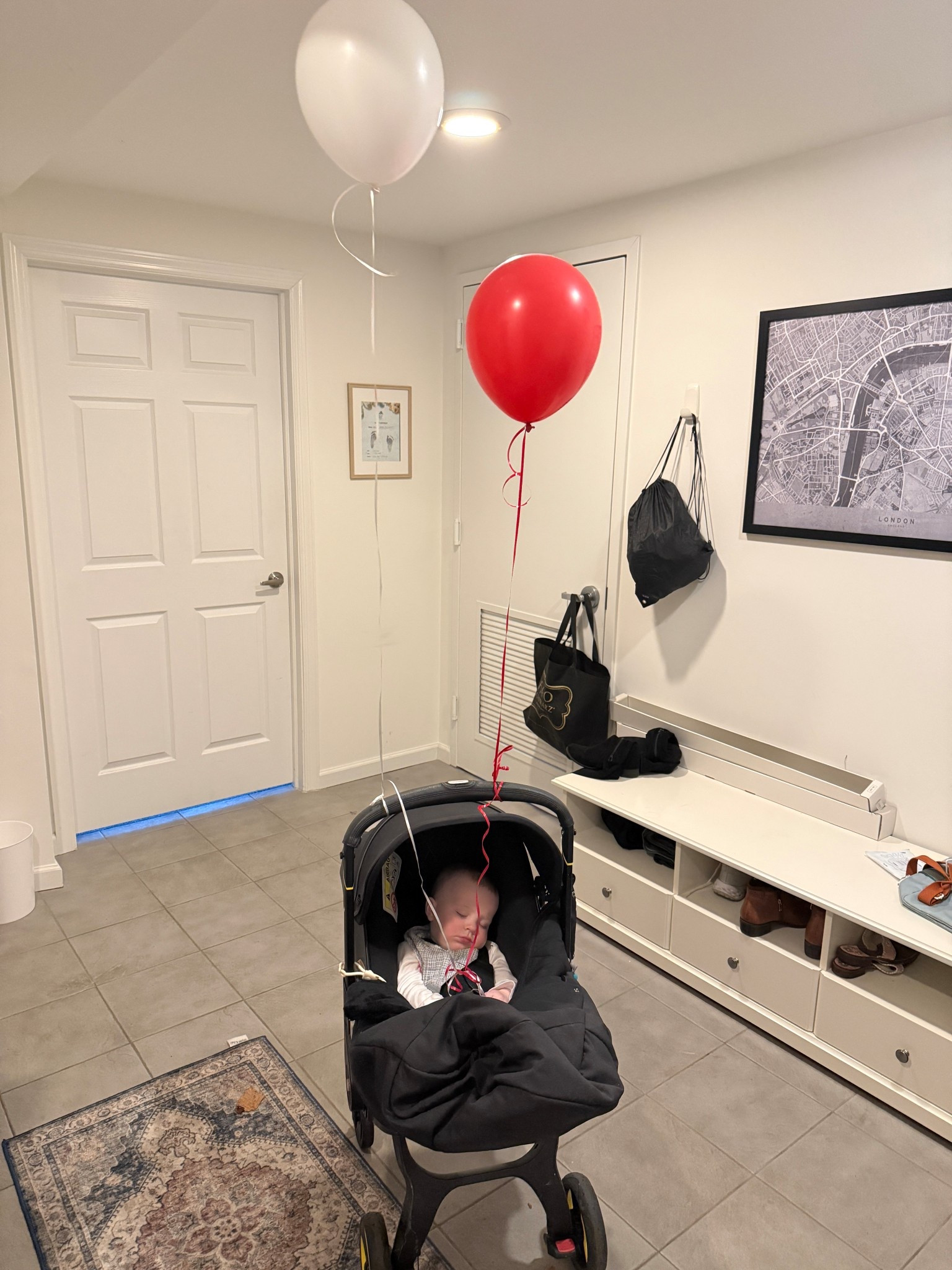 The sign of a great birthday party! #11months #doona #tiredbaby