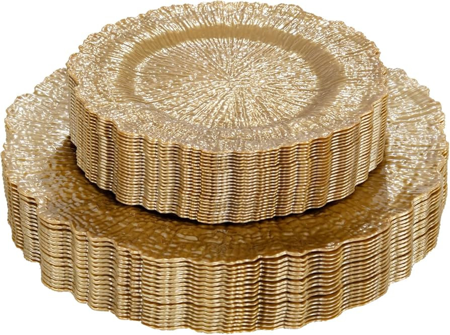 DaYammi 60Pcs Gold Plastic Plates-Elegant Gold Plates Disposable & Reusable-Heavy Duty Plastic Pl... | Amazon (US)