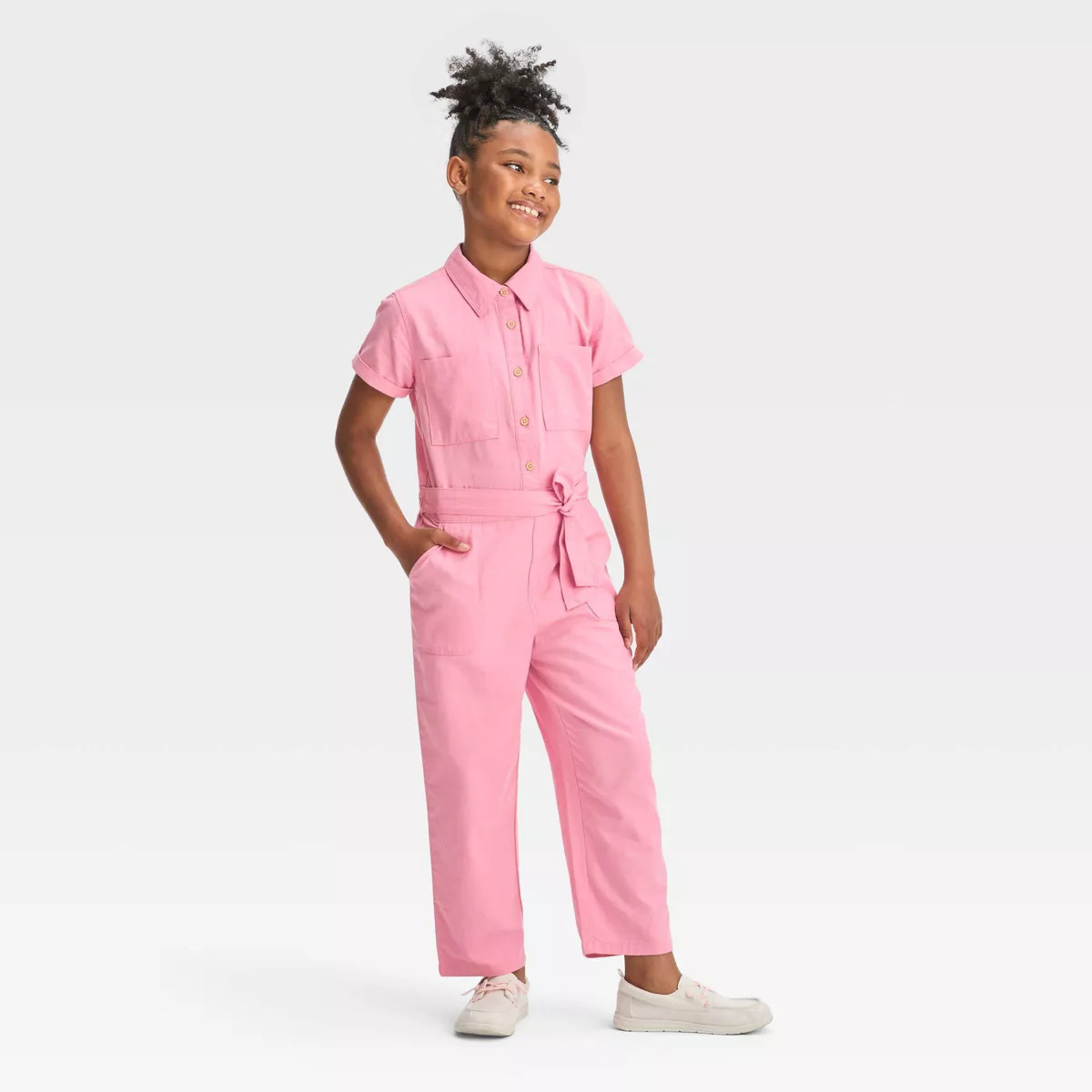 Girls' Short Sleeve Woven Jumpsuit - Cat & Jack™ | Target