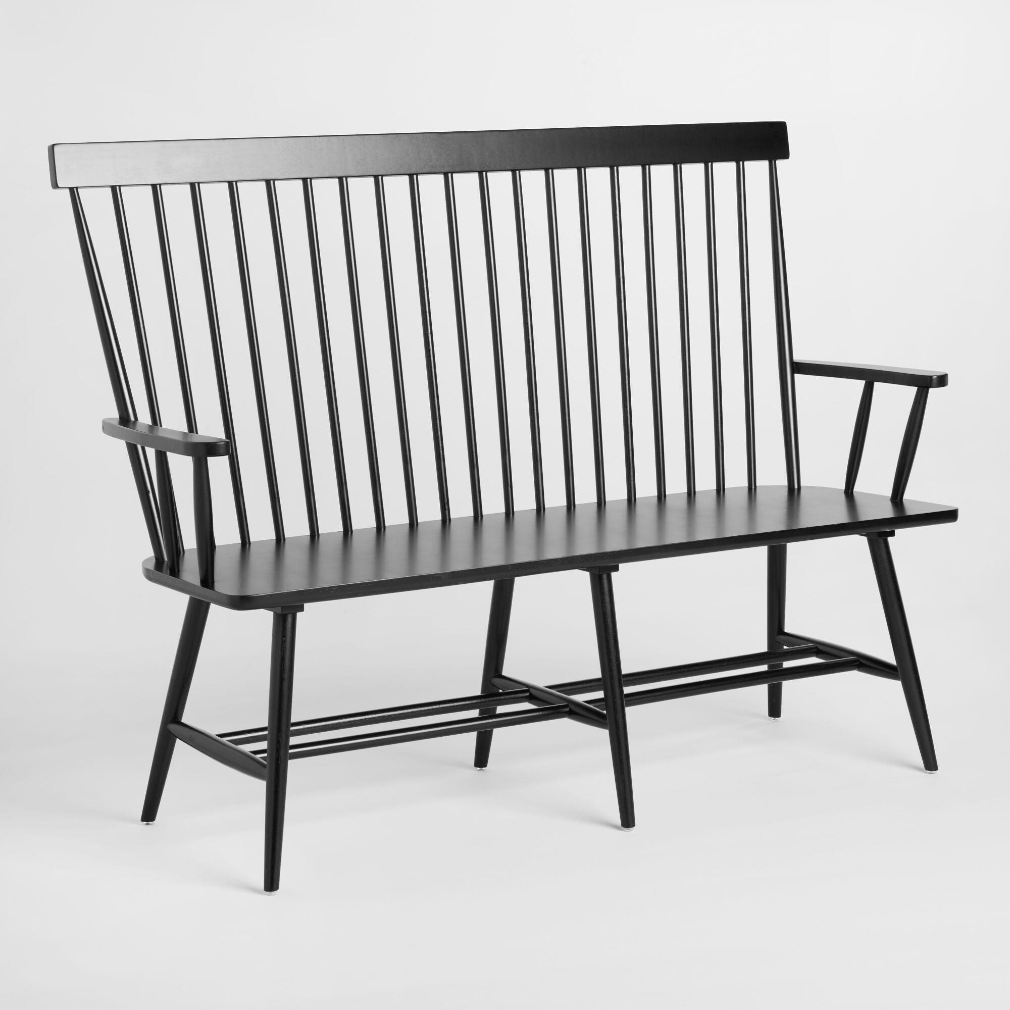 Black Wood Kamron High Back Windsor Bench by World Market | World Market