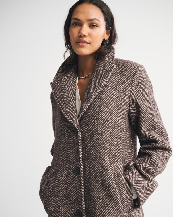Wool-Blend Tailored Topcoat | Abercrombie & Fitch (US)
