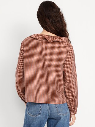 Button-Down Plaid Ruffle Shirt | Old Navy (US)