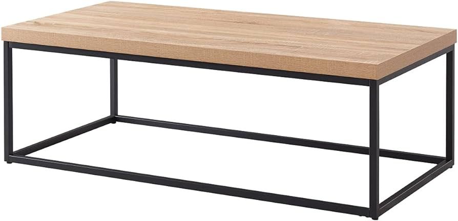 CENSI Natural Oak Coffee Table for Living Room, 47" Modern Industrial Rectangular Wood and Metal ... | Amazon (US)