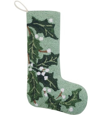 Peking Handicraft Green Holly Wool Hooked Holiday Stocking | Dillard's | Dillard's