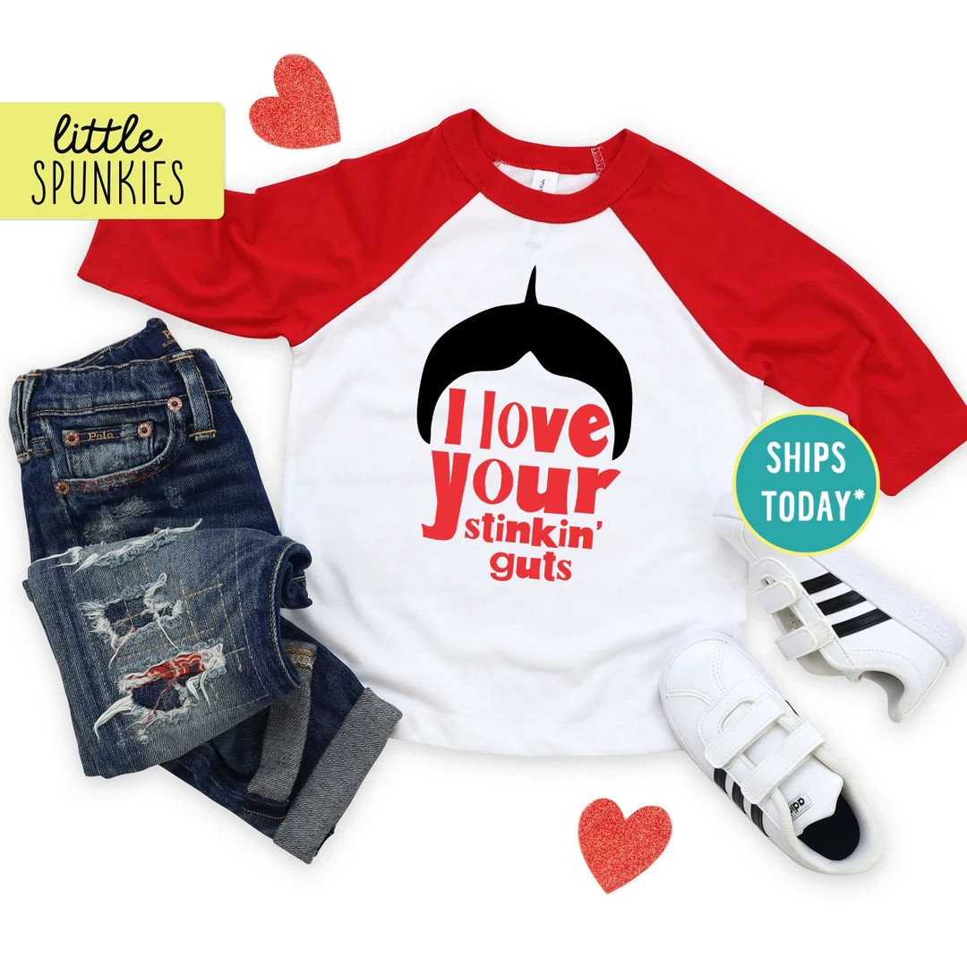 I Love Your Stinkin' Guts Raglan, Funny Retro Valentines Day T-Shirt, Toddler Valentine Shirt | Etsy (US)