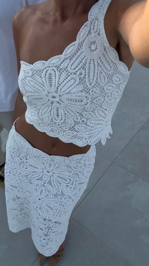 White lace + summer glow = obsessed 
This matching set is giving bridal brunch, beach vacay, and girls’ night all in one. So flattering and lightweight for warm weather.

#LTKootd #LTKValentine #LTKWedding