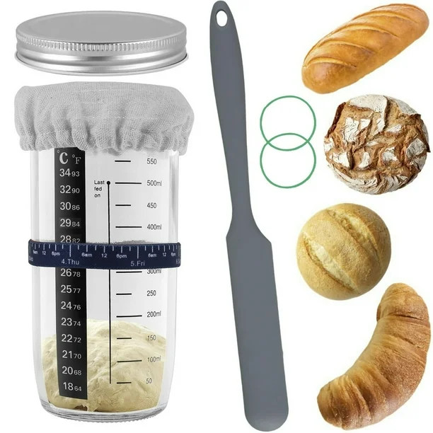 AMERTEER Sourdough Starter Jar Kit Glass Sourdough Starter Container with Thermometer Paper Marki... | Walmart (CA)