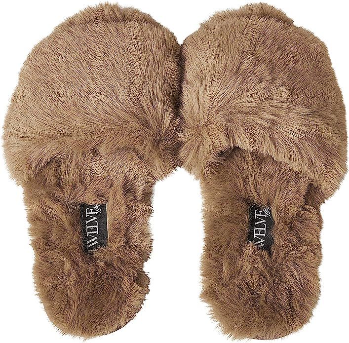 Twelve AM Co. Womens So Good Fluffy Slippers | Amazon (US)