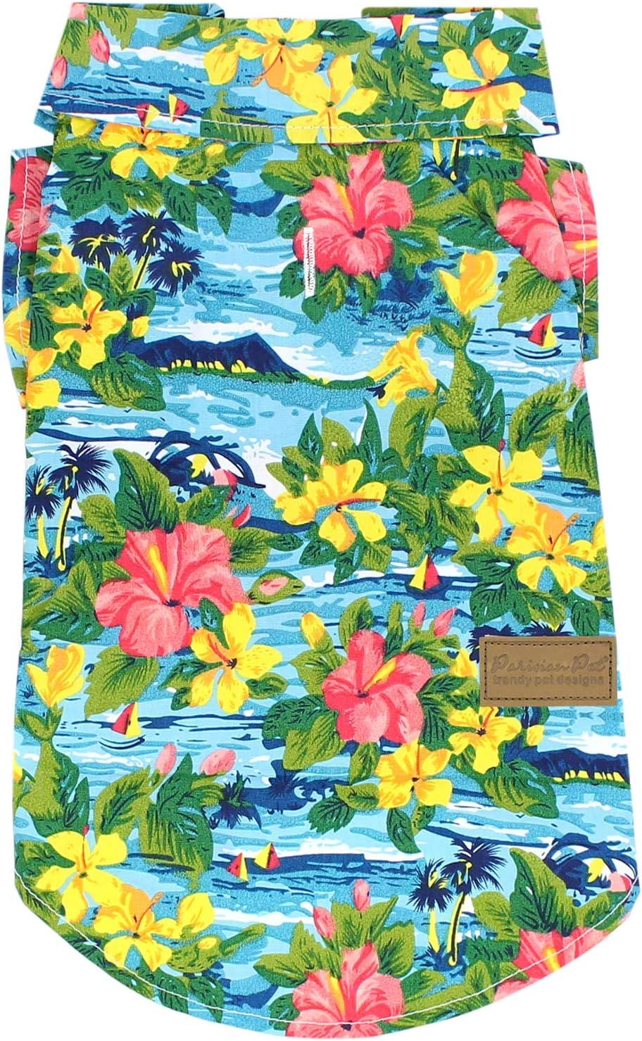 Parisian Pet Dog Summer Camp Hawaiian Flower Tropical Polo T Shirts for Small to Medium Dogs | Amazon (US)